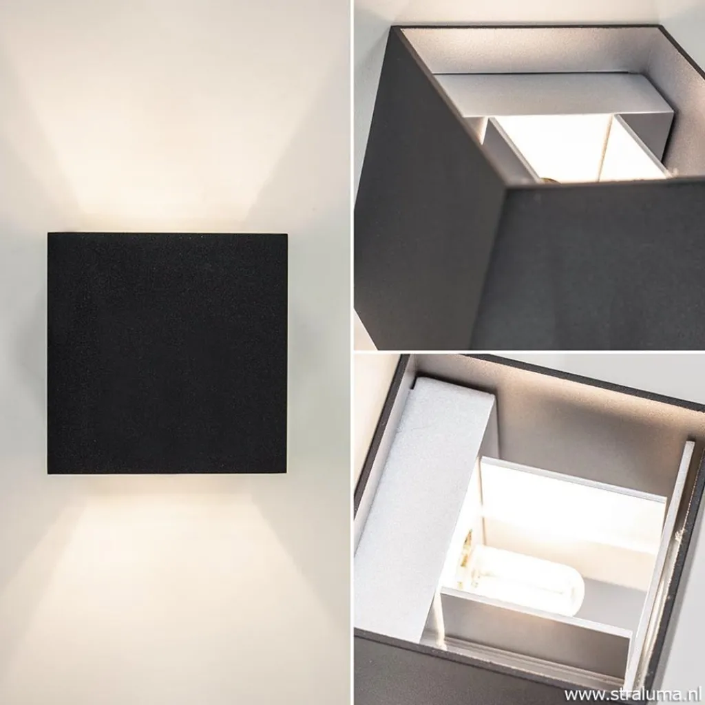 Wandlamp kubus verst. zwart/grijs ex.g9>Straluma Hot