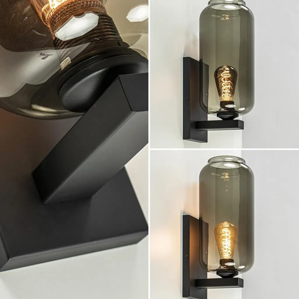 Wandlamp Lett zwart + smoke glas>Straluma Fashion