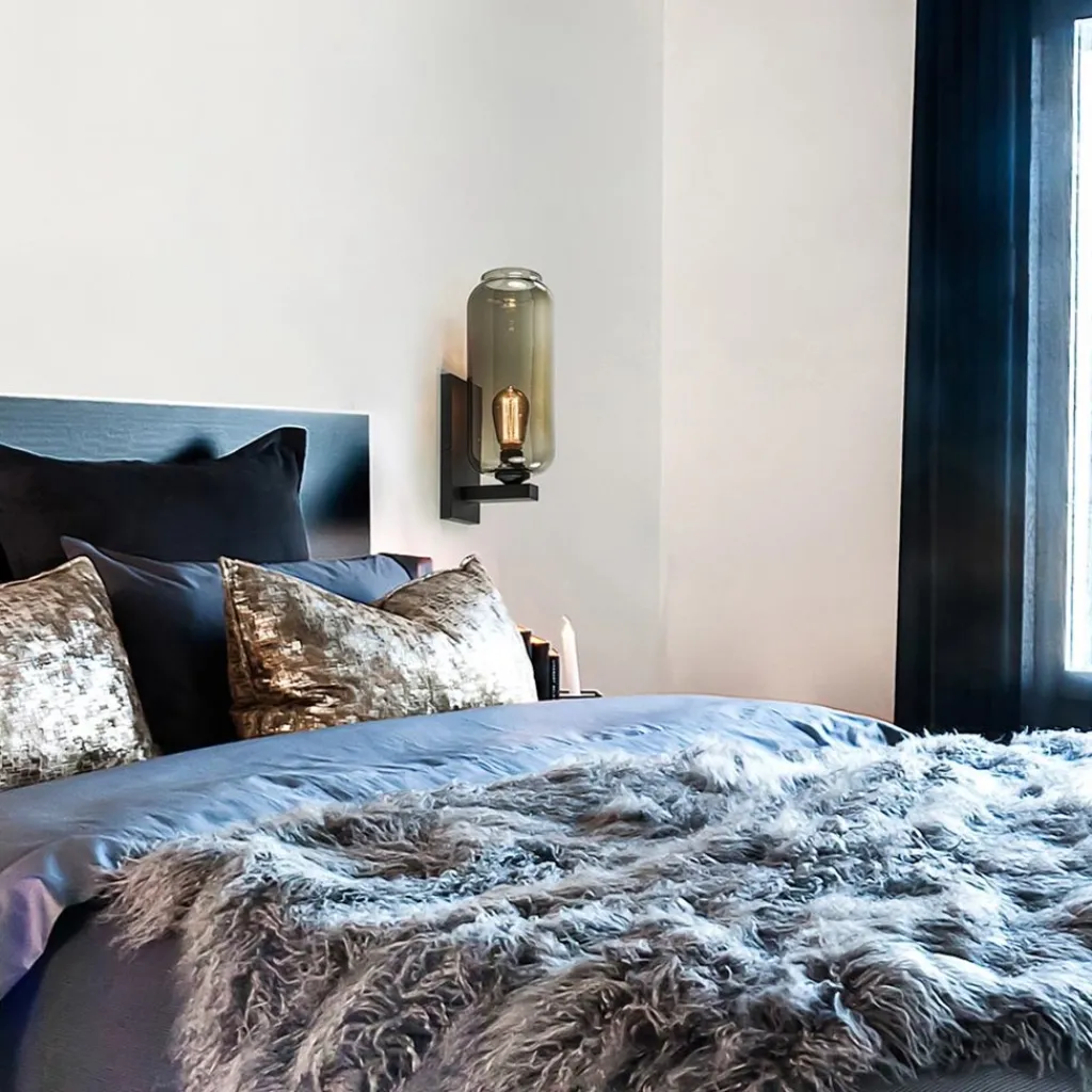 Wandlamp Lett zwart + smoke glas>Straluma Fashion