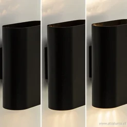 Wandlamp ovaal zwart 2xe14><noscript><img width=