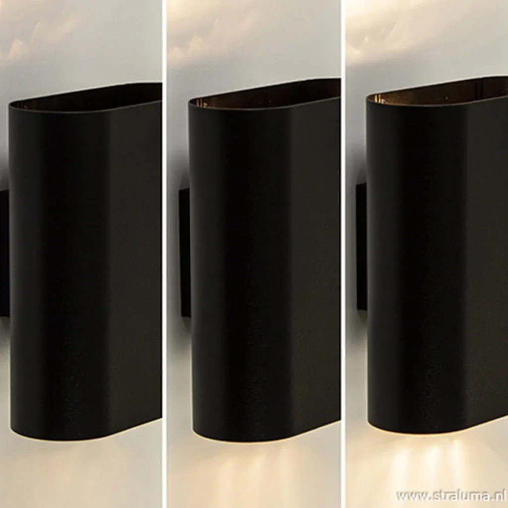 Wandlamp ovaal zwart 2xe14>Straluma Online