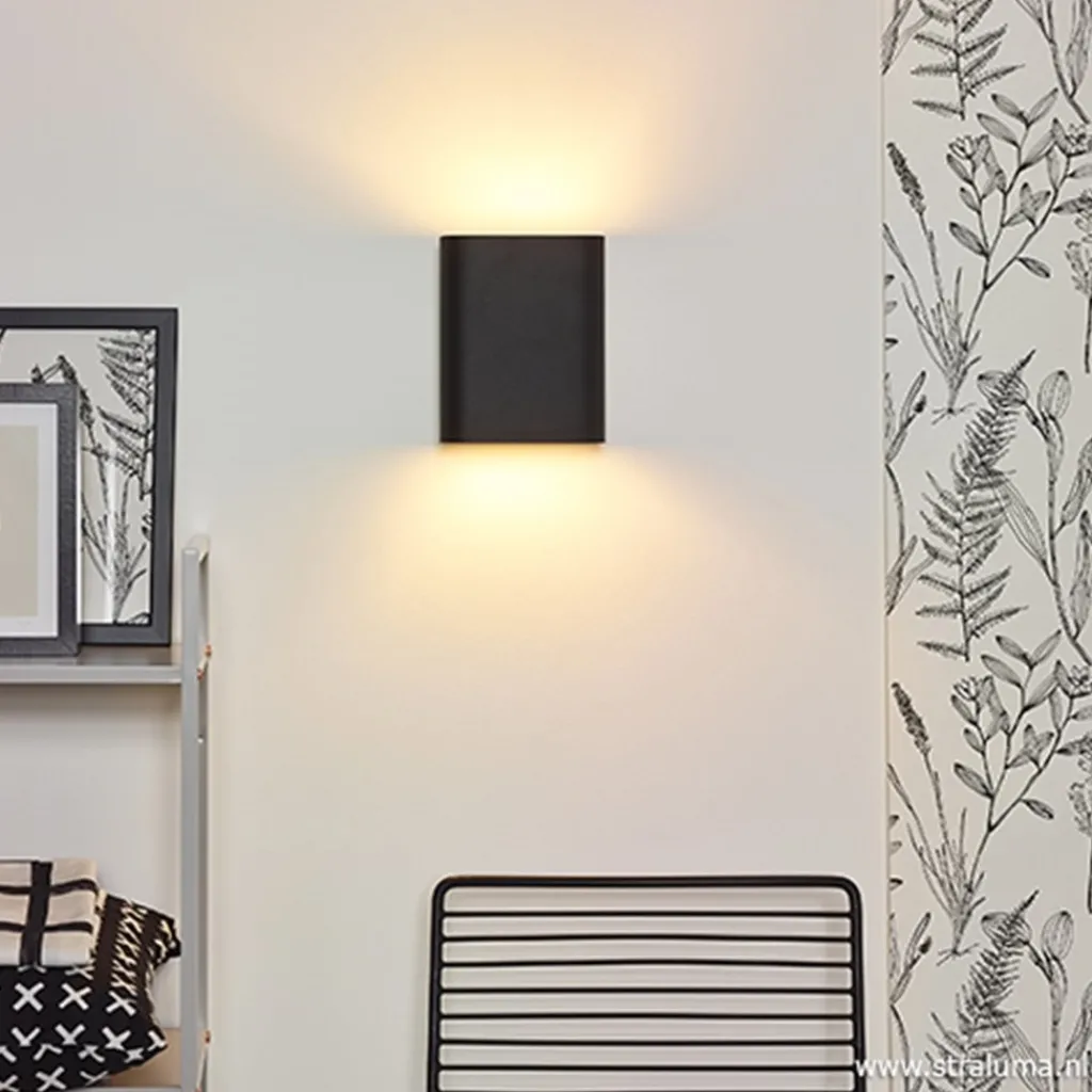 Wandlamp ovaal zwart 2xe14>Straluma Online