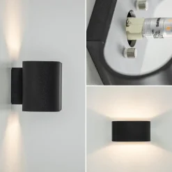 Wandlamp ovaal zwart/zilver g9><noscript><img width=