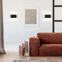 Wandlamp ovaal zwart/zilver g9><noscript><img width=