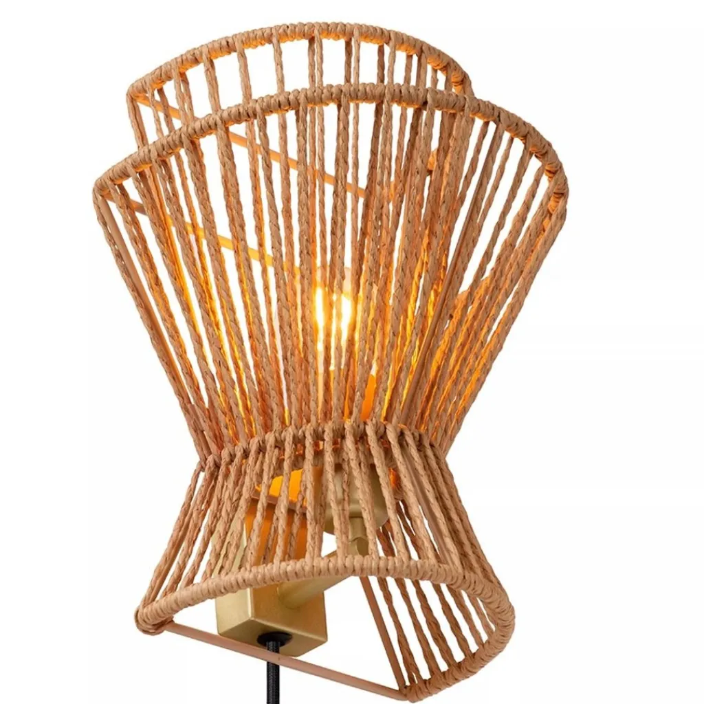 Wandlamp papier naturel met mat goud>Straluma Cheap