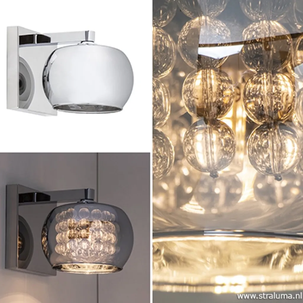 Wandlamp Pearl glas/chroom>Straluma Clearance