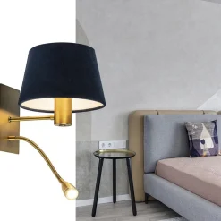 Wandlamp Regina antiek brons met leesarm exclusief kap><noscript><img width=