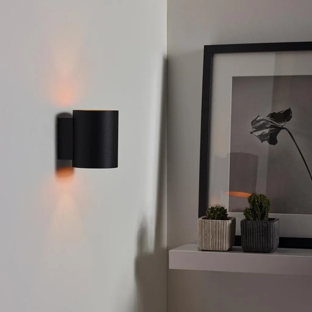 Wandlamp Xera zwart/goud binnenkant>Straluma Flash Sale