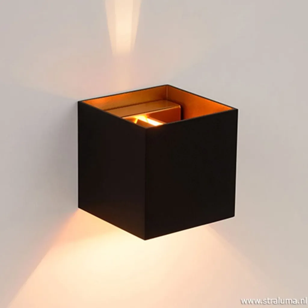 Wandlamp Xio kubus zwart/goud inclusief G9>Straluma Flash Sale