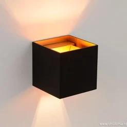 Wandlamp Xio kubus zwart/goud inclusief G9><noscript><img width=