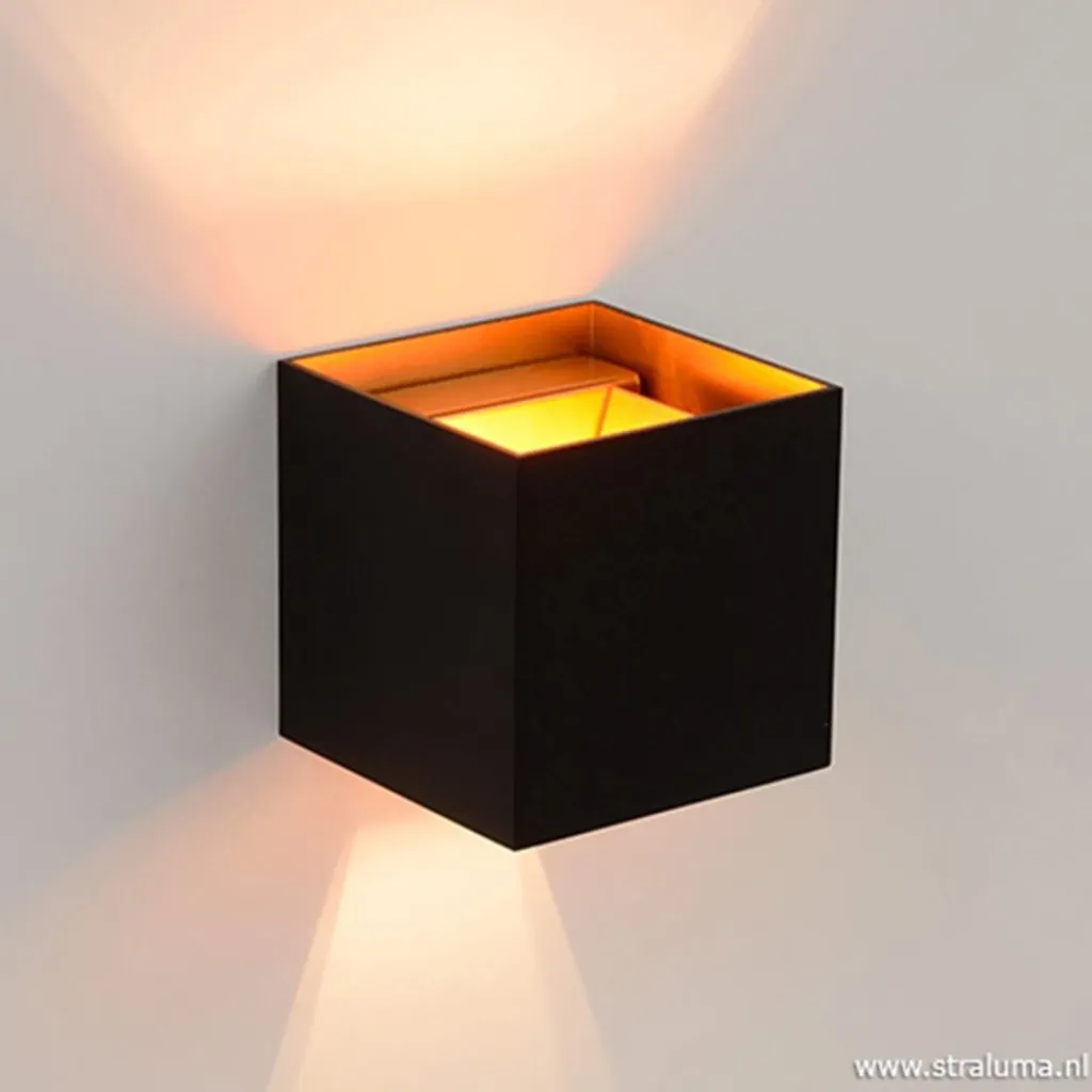 Wandlamp Xio kubus zwart/goud inclusief G9>Straluma Flash Sale