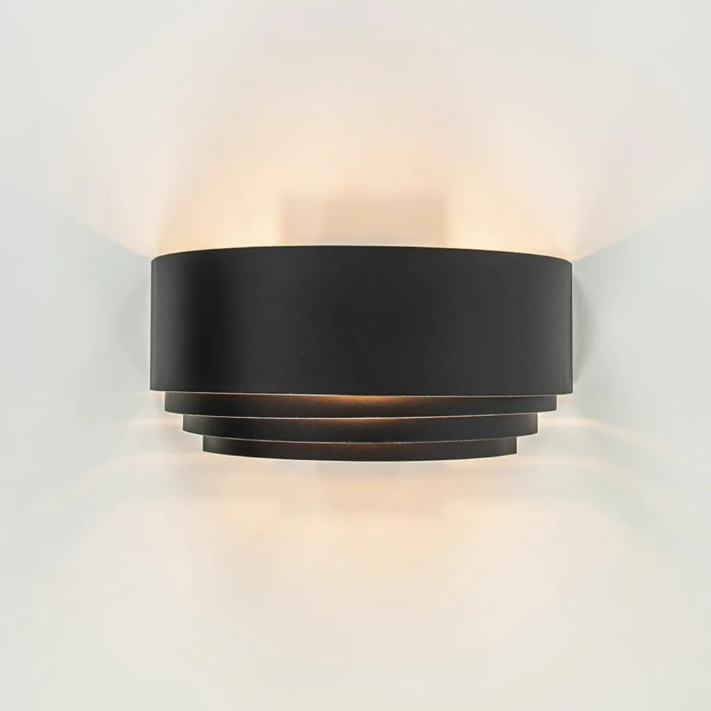 Wandlamp zwart/goud up+down langwerpig>Straluma Outlet