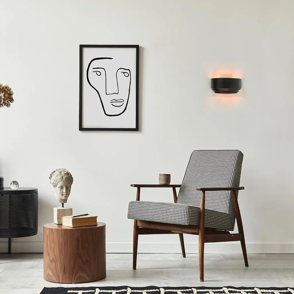 Wandlamp zwart/goud up+down langwerpig>Straluma Outlet