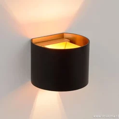 Wandlamp zwart/goud Xio up+down rond><noscript><img width=