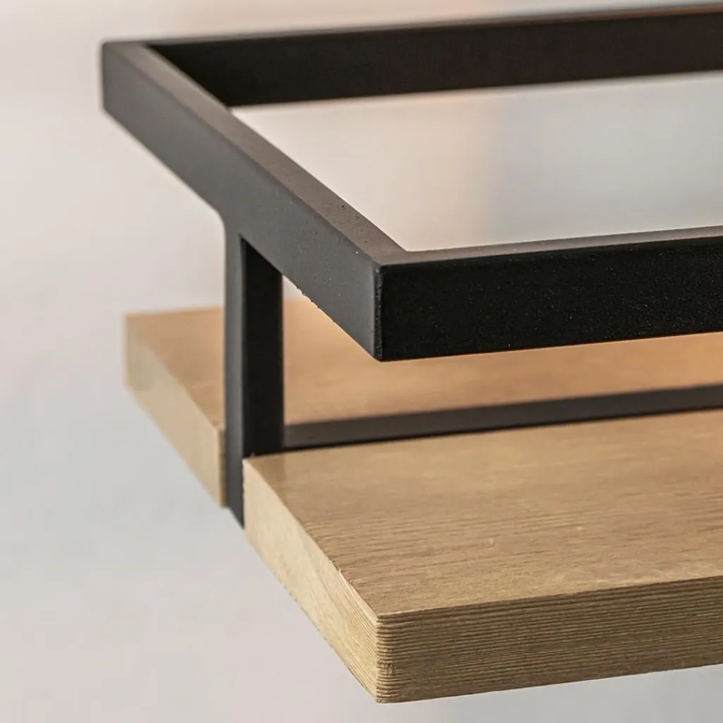 Wandlamp/wandrek zwart met houten planken>Straluma Flash Sale