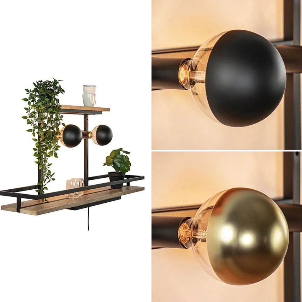 Wandlamp/wandrek zwart met houten planken>Straluma Flash Sale