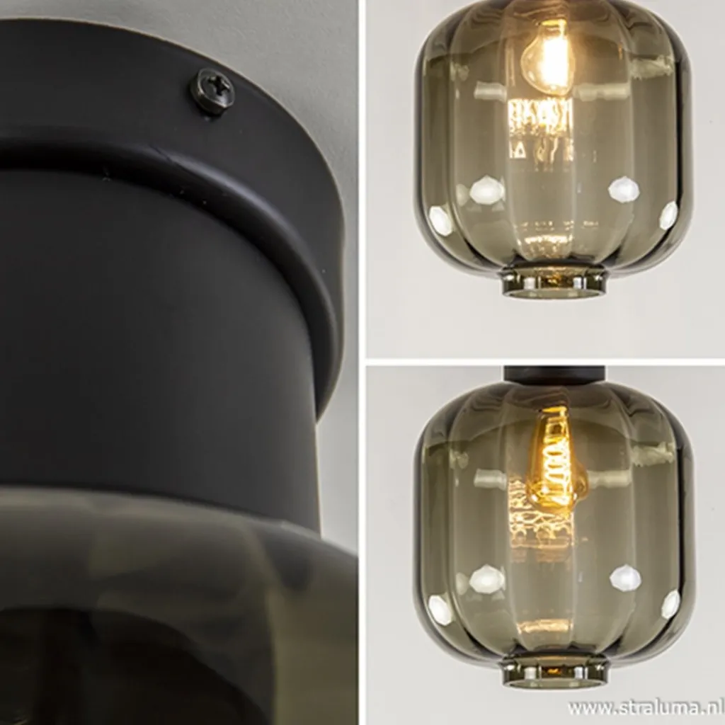 Zwart glazen plafondlamp luxury>Straluma Discount
