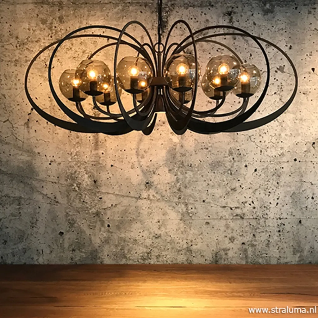 Zwart metalen hanglamp met smoke glas>Straluma Flash Sale