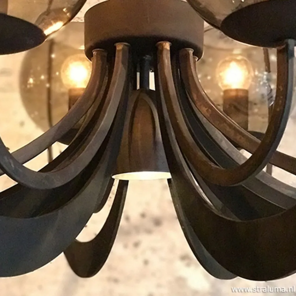 Zwart metalen hanglamp met smoke glas>Straluma Flash Sale