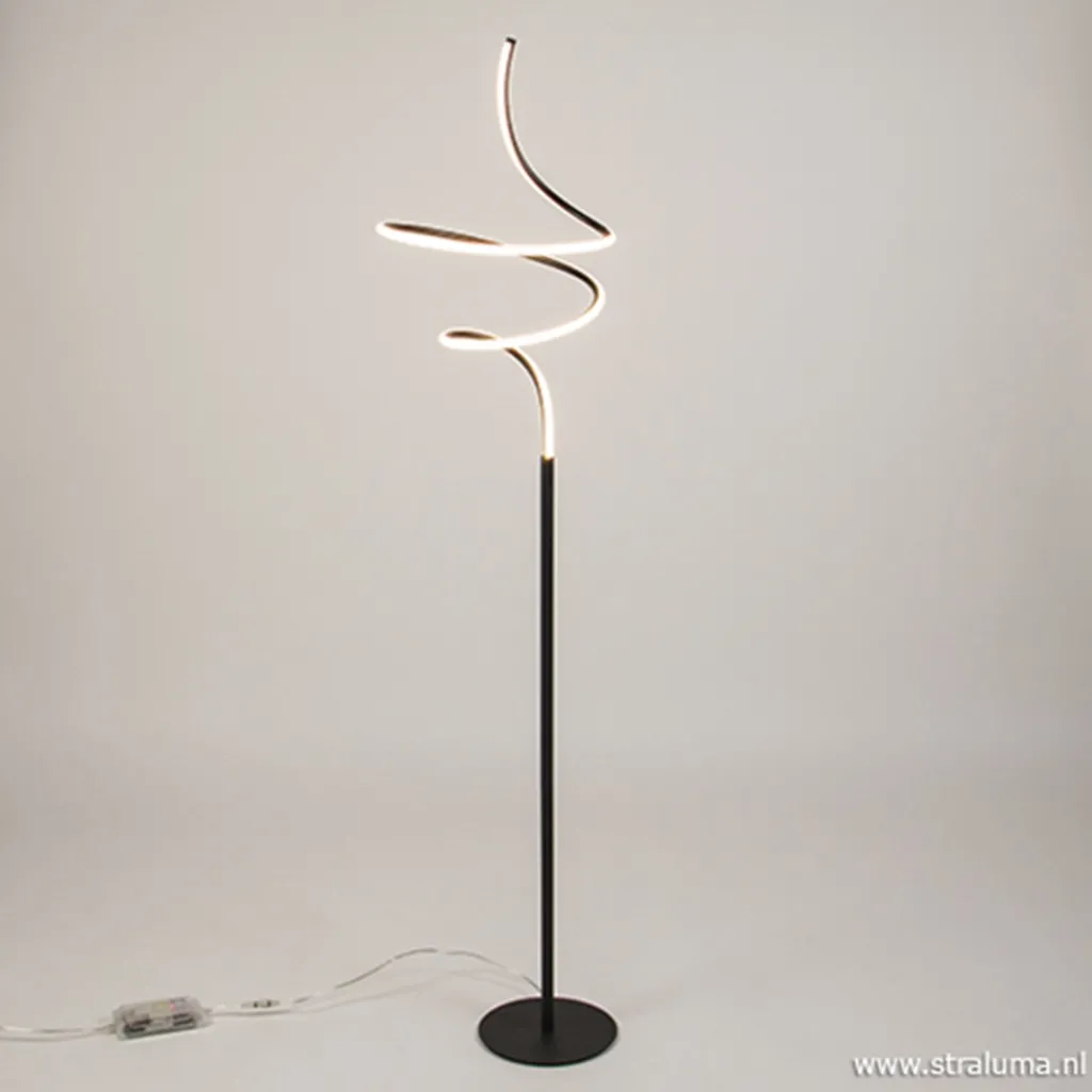 Zwarte krul vloerlamp LED dimbaar>Straluma Cheap