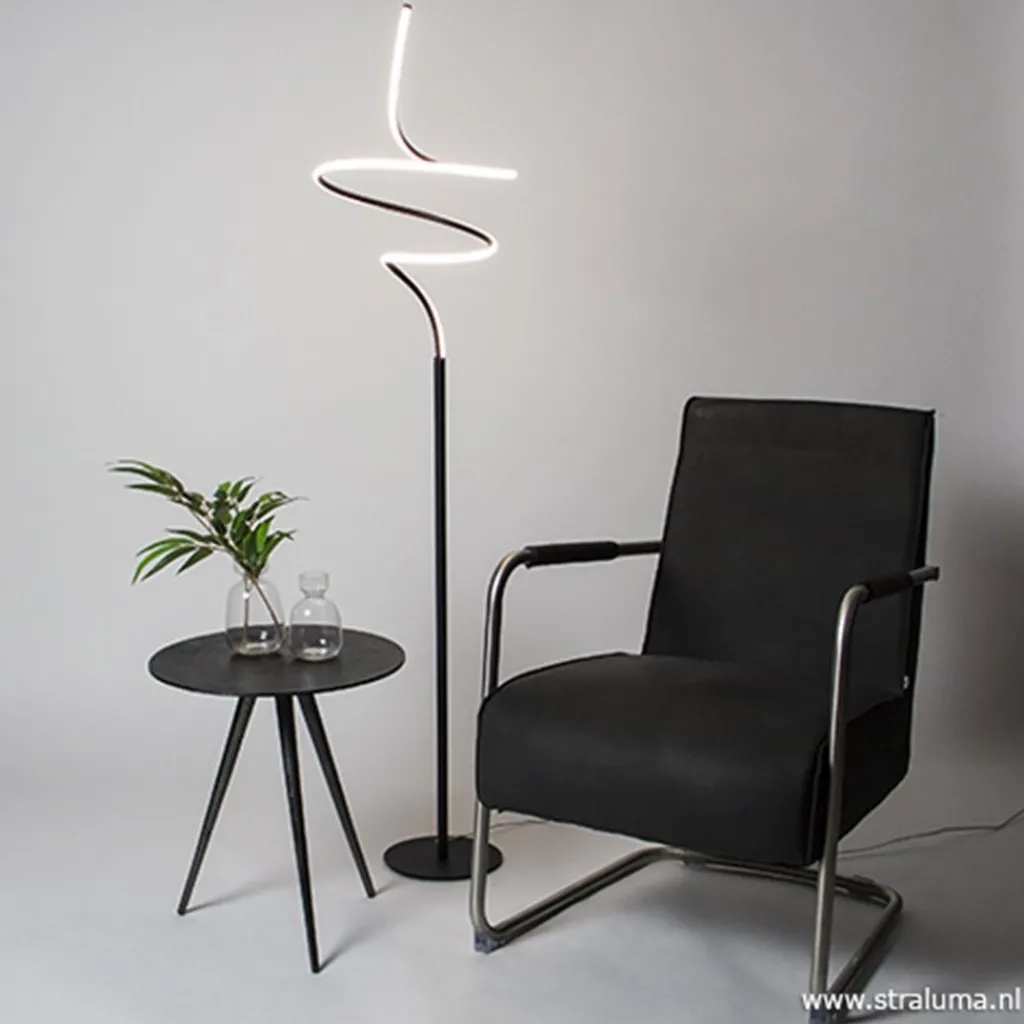 Zwarte krul vloerlamp LED dimbaar>Straluma Cheap