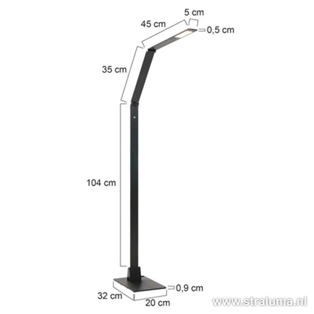 Zwarte led vloerlamp met touchdimmer>Straluma Store