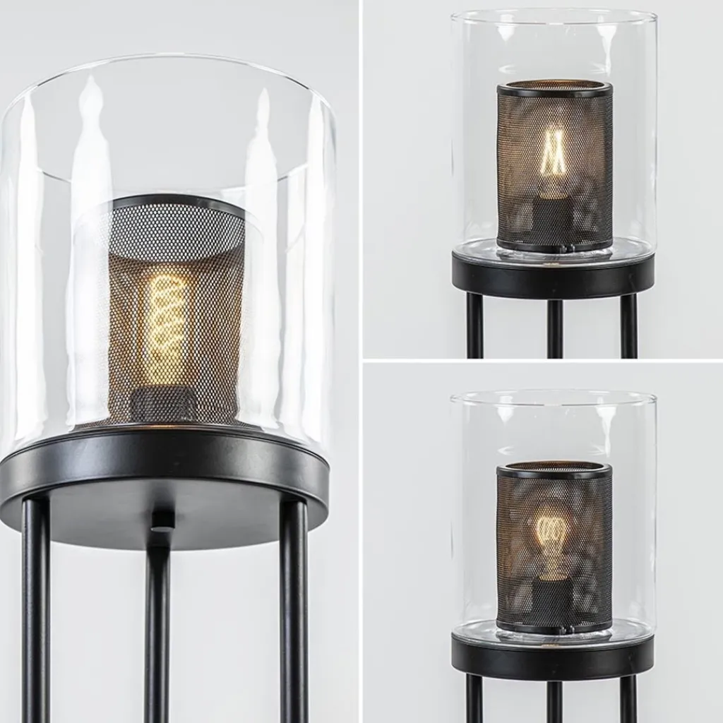 Zwarte vloerlamp met cilinder kap helder glas>Straluma Best Sale
