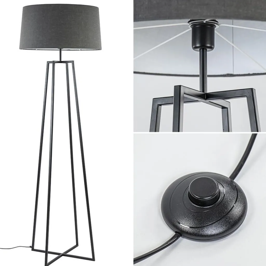 Zwarte vloerlamp modern frame excl. kap>Straluma Sale