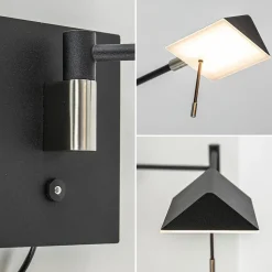 Zwarte wandlamp inclusief dimbaar LED en verstelbare arm><noscript><img width=