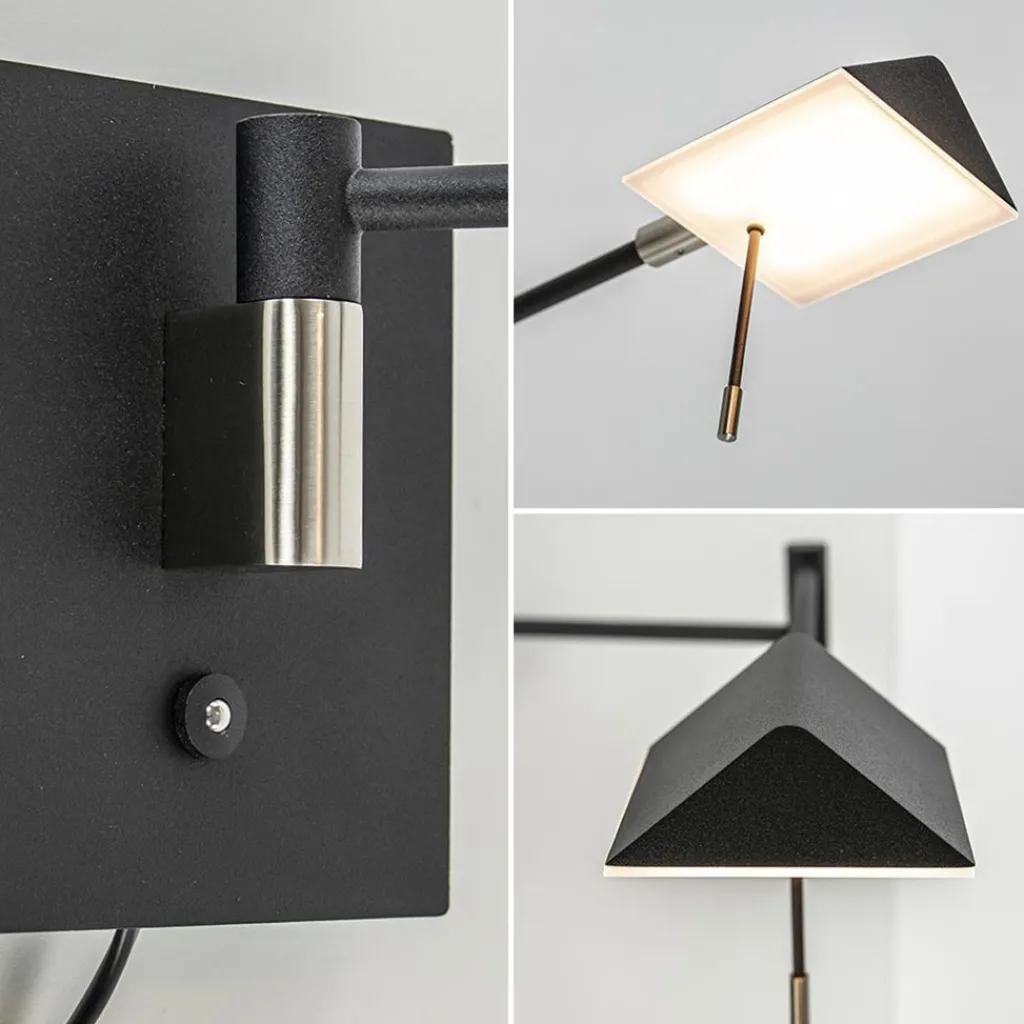 Zwarte wandlamp inclusief dimbaar LED en verstelbare arm>Straluma Shop